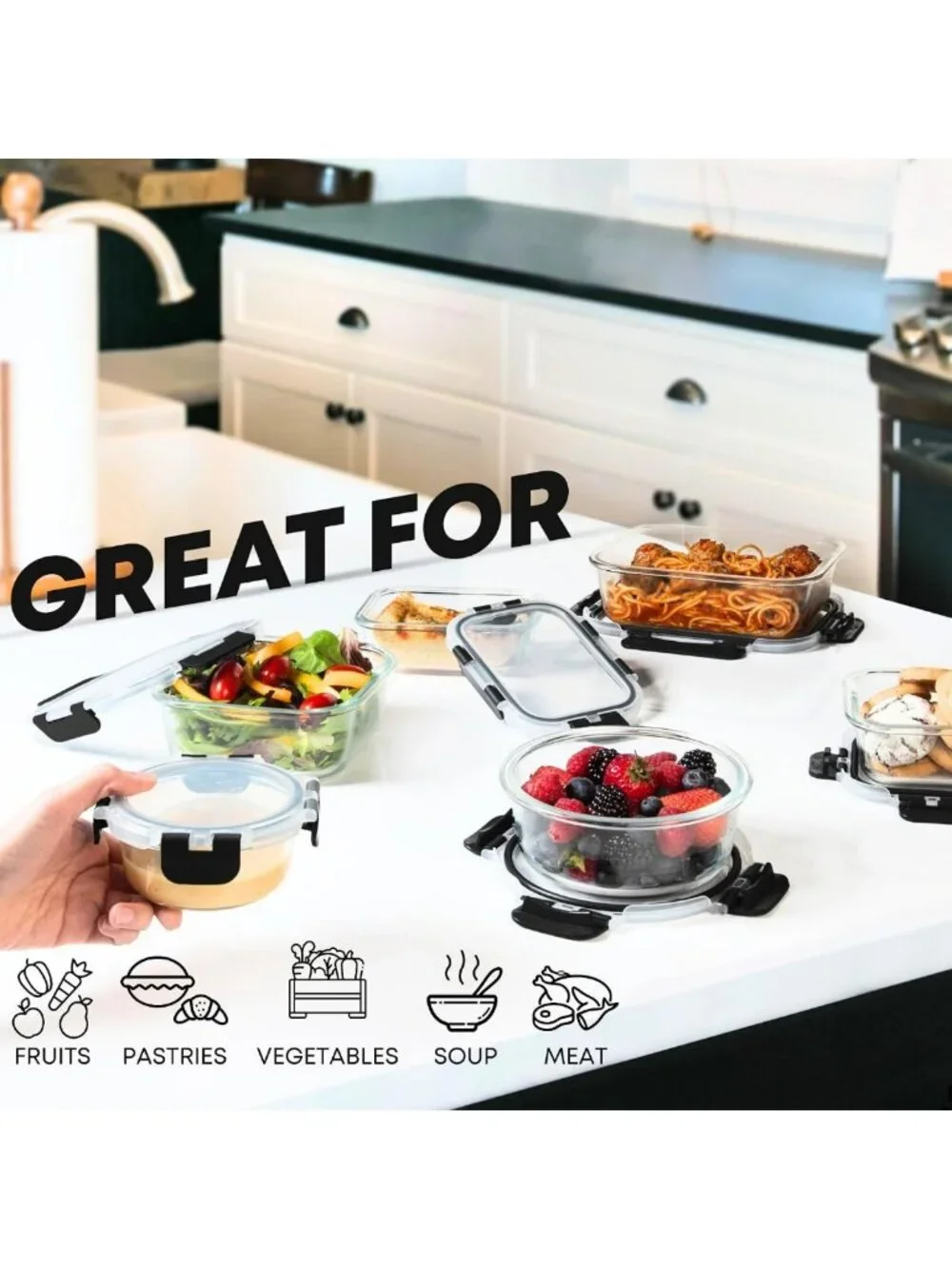 30 PC Glass Meal Prep Containers with Lids - Airtight, Leakproof, Oven